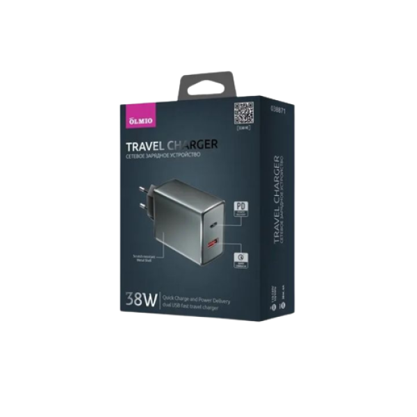 Зарядное устройство сетевое Olmio СЗУ 36W USBx2 6A QC3.0 Type-C 